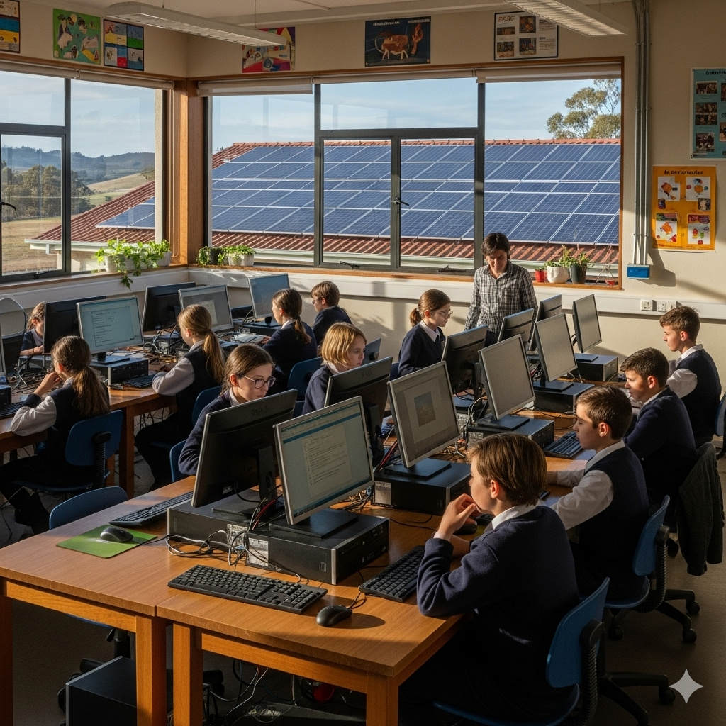 School with solar panels